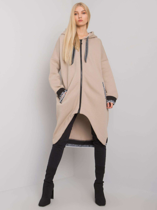 Beige női zip-es kapucnis pulóver