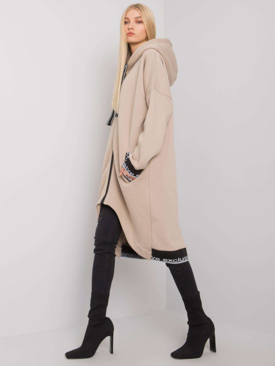 Beige női zip-es kapucnis pulóver