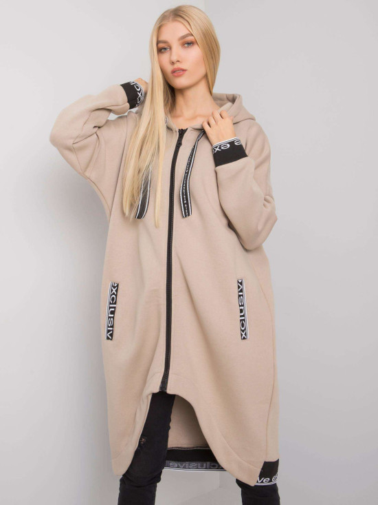 Beige női zip-es kapucnis pulóver