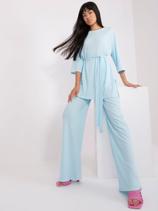 Világoskék casual szett oversized blúzzal