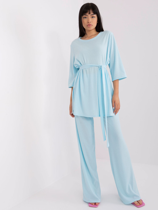 Világoskék casual szett oversized blúzzal