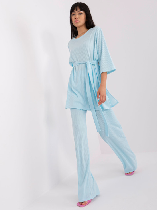 Világoskék casual szett oversized blúzzal
