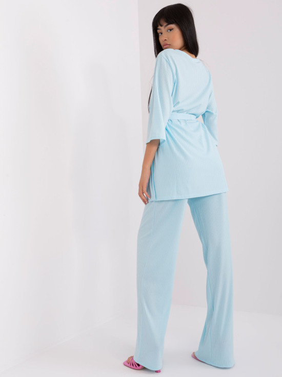 Világoskék casual szett oversized blúzzal