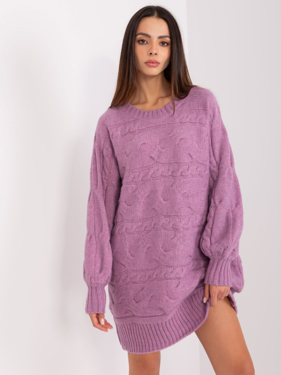 Lila színű oversize kötött ruha/pulóver