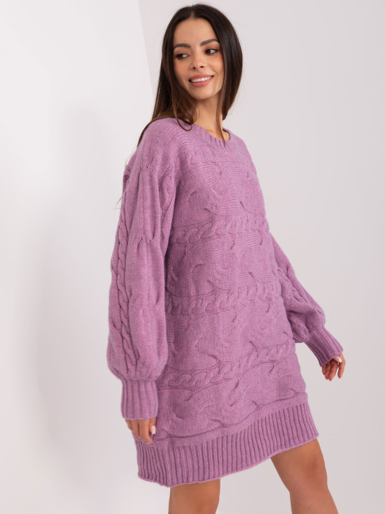 Lila színű oversize kötött ruha/pulóver