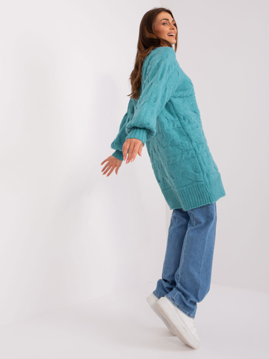 Türkiz színű oversize kötött ruha/pulóver