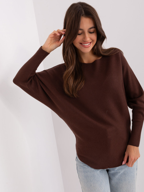 Barna színű oversize pulóver viszkózból