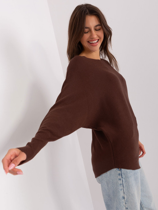 Barna színű oversize pulóver viszkózból