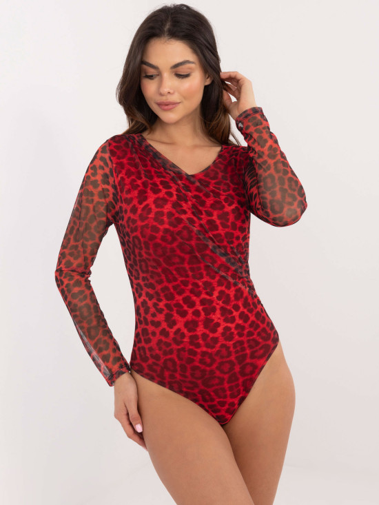 Elegáns piros színű hosszú ujjú body