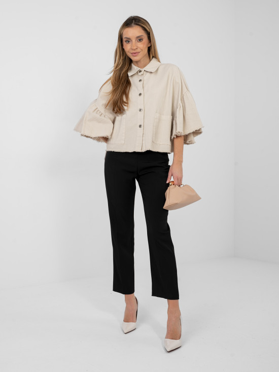 Bézs rövid farmerdzseki fodorral