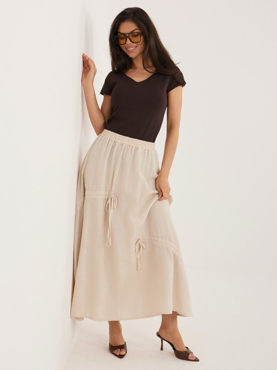 Bézs színű midi szoknya megkötővel