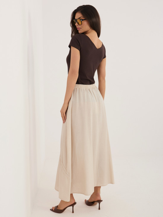 Bézs színű midi szoknya megkötővel