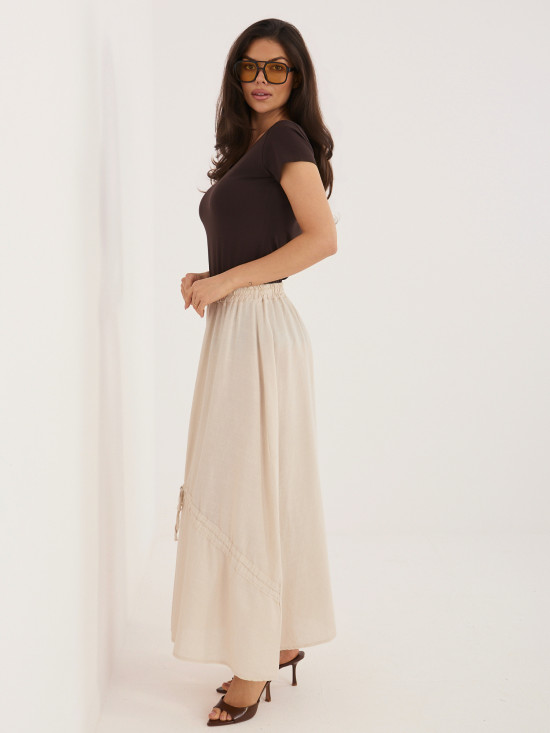 Bézs színű midi szoknya megkötővel