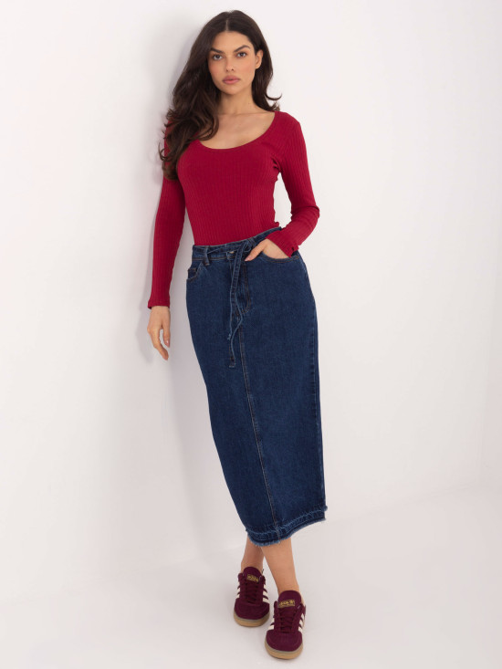 Bordó bordázott hosszú ujjú body