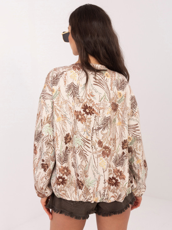Barna színű virágmintás bomber dzseki