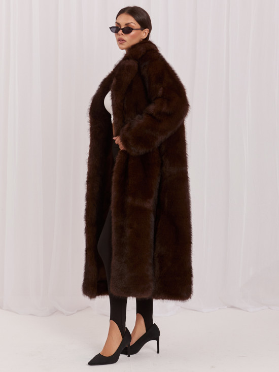 Elegáns barna öves kabát béléssel