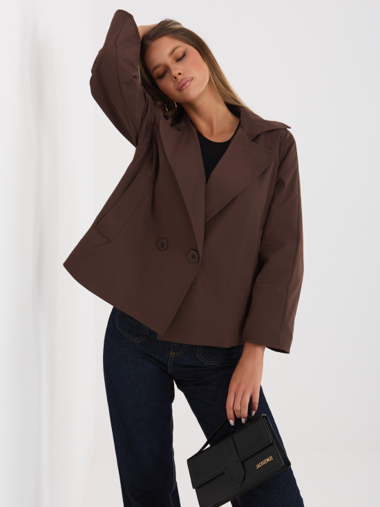 Rövid átmeneti kabát béléssel, sötétbarna színű