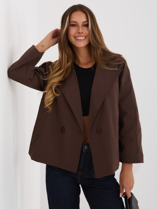 Rövid átmeneti kabát béléssel, sötétbarna színű