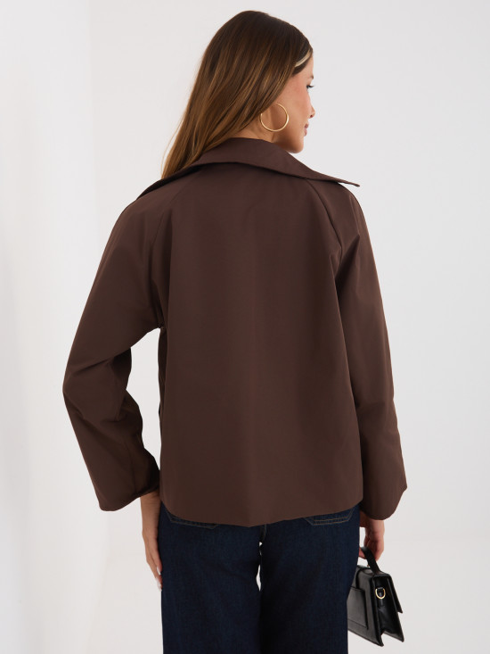 Rövid átmeneti kabát béléssel, sötétbarna színű