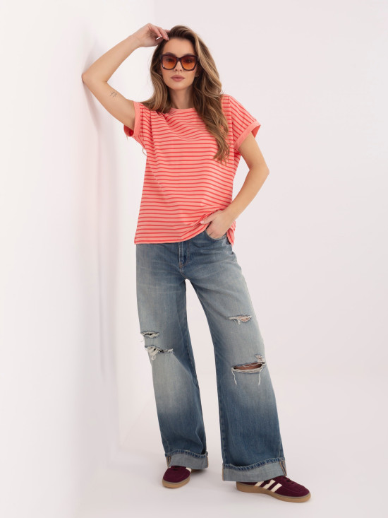 Narancssárga színű csíkos rövid ujjú póló