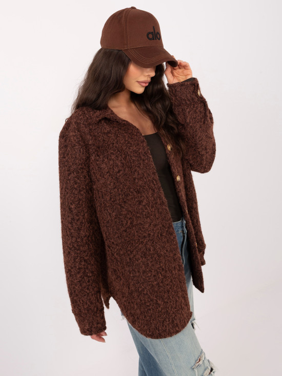 Női átmeneti dzseki sötétbarna színben