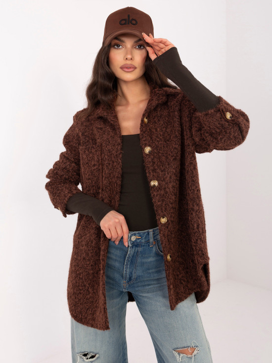 Női átmeneti dzseki sötétbarna színben