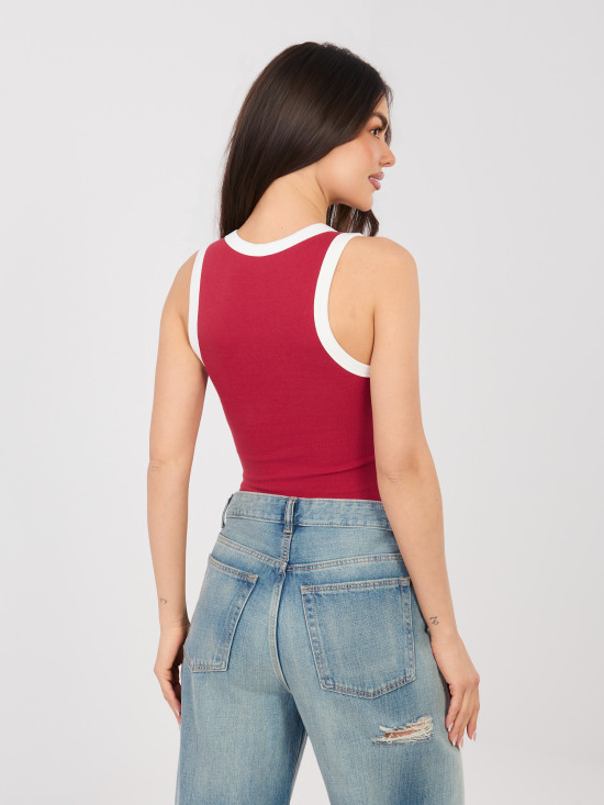 Piros színű ujjatlan pamut top