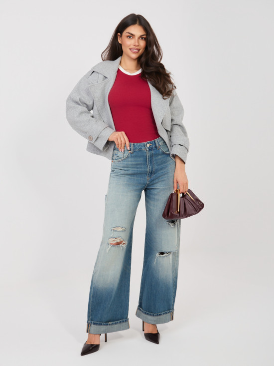 Piros színű ujjatlan pamut top