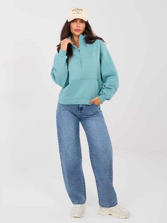 Női ballon fazonú magas derekú farmernadrág, kék színű