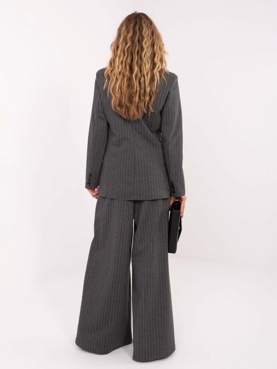 Női elegáns csíkos blézer, sötétszürke színben