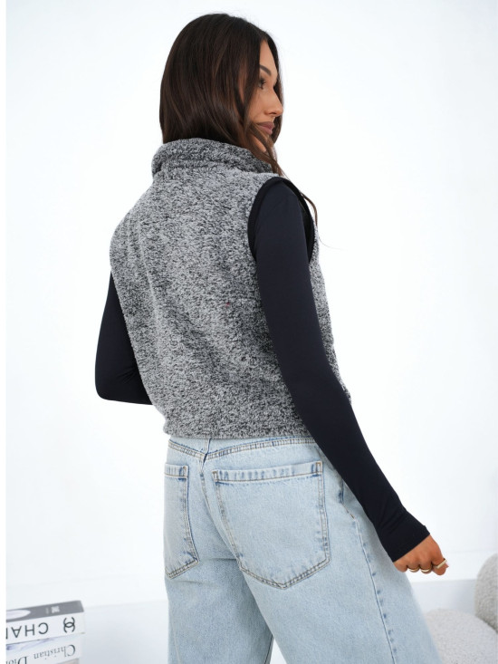 Női szürke színű műszőrme mellény