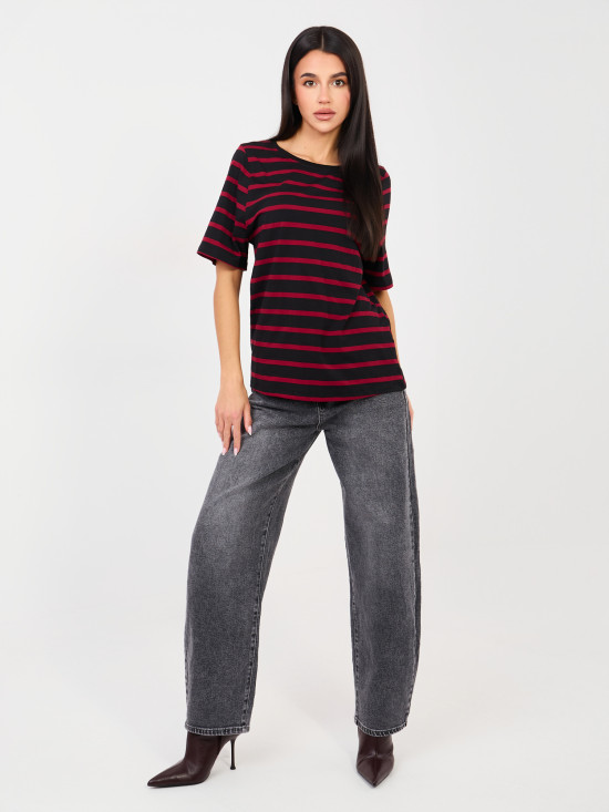 Többszínű csíkos rövid ujjú póló