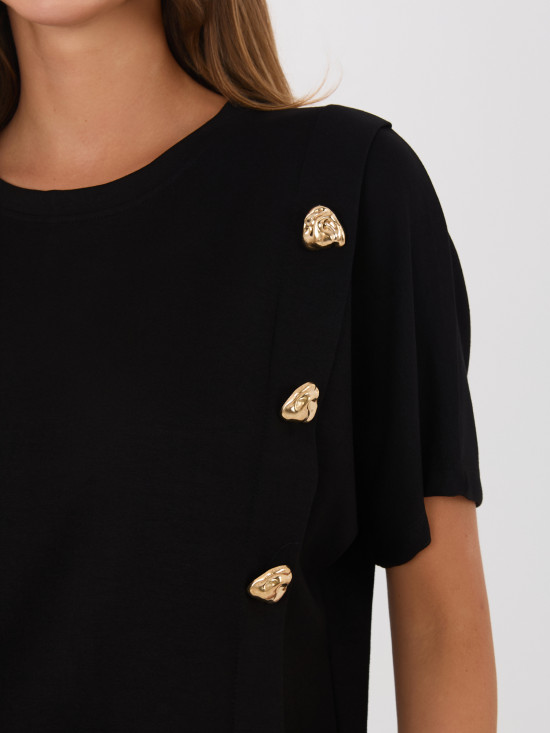 Fekete színű blúz és nadrág szett