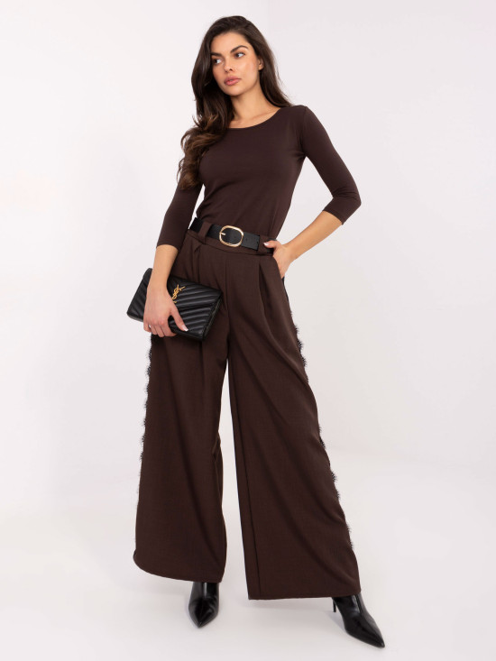 Barna színű pamut blúz 3/4-es ujjakkal