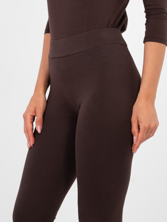 Sötétbarna pamut leggings szűk szárral