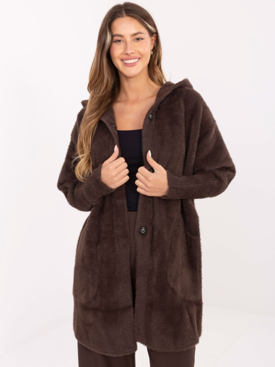 Női átmeneti kapucnis kabát barna színben