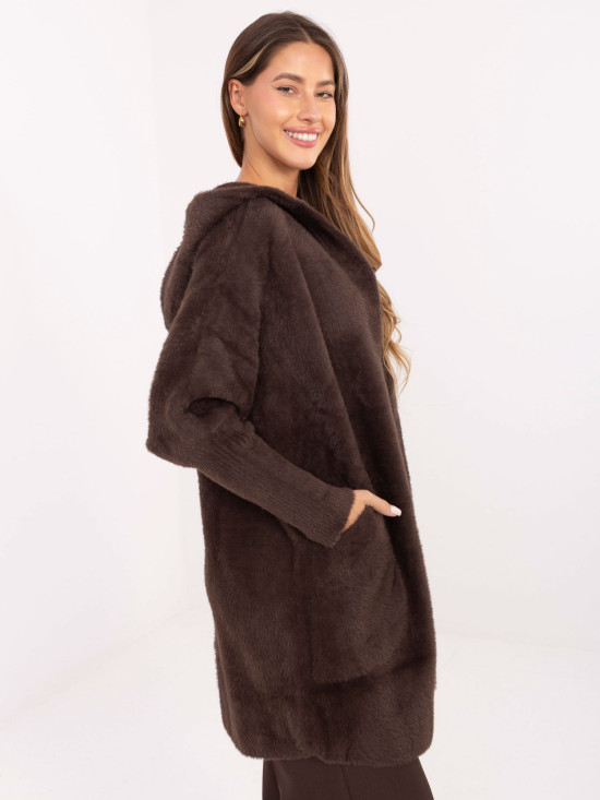 Női átmeneti kapucnis kabát barna színben