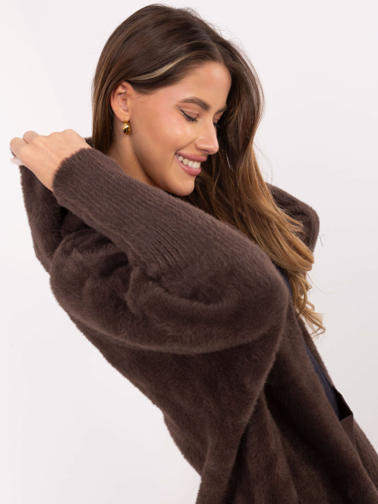 Női átmeneti kapucnis kabát barna színben