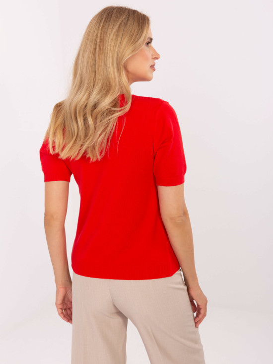 Elegáns piros színű pulóver rövid ujjakkal