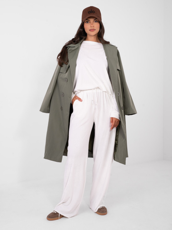 Női ecru színű szett hosszú ujjú felsővel és díszítő részletekkel