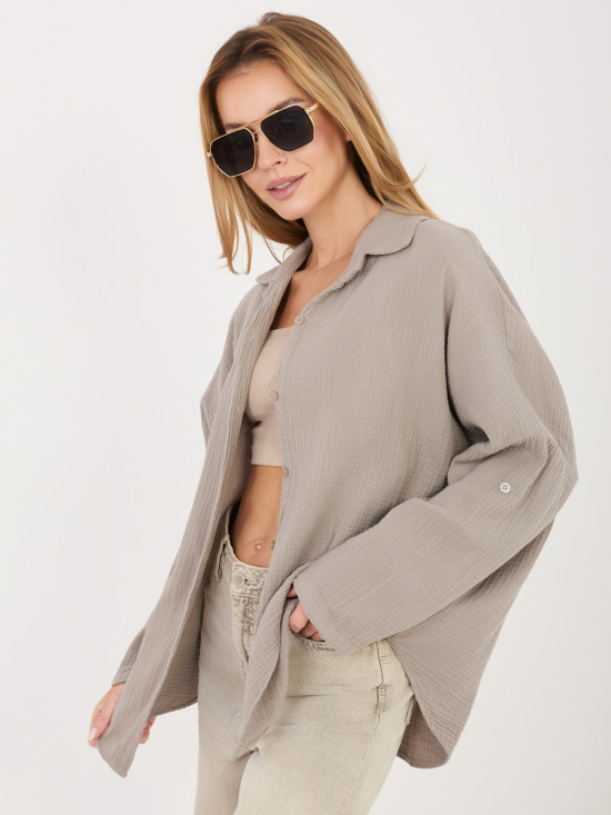 Bézs pamut ing gallérral