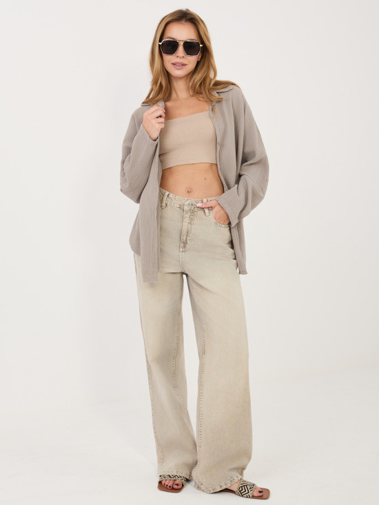 Bézs pamut ing gallérral