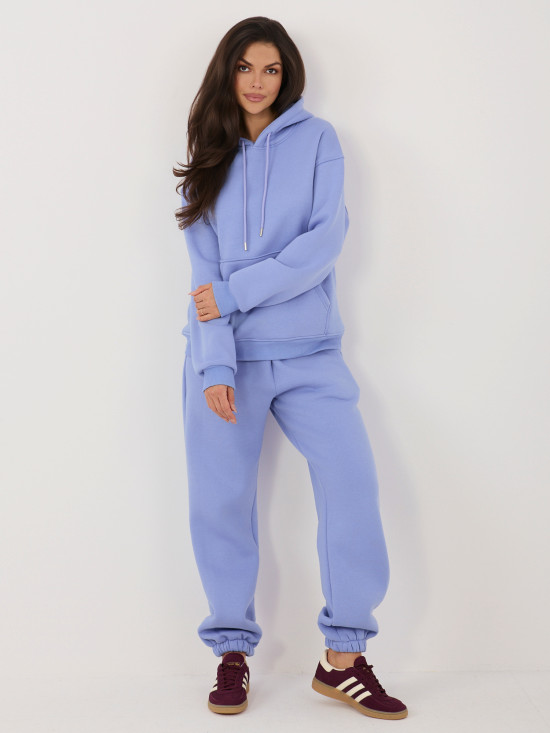 Lila színű női melegítő szett kapucnival és hosszú ujjal