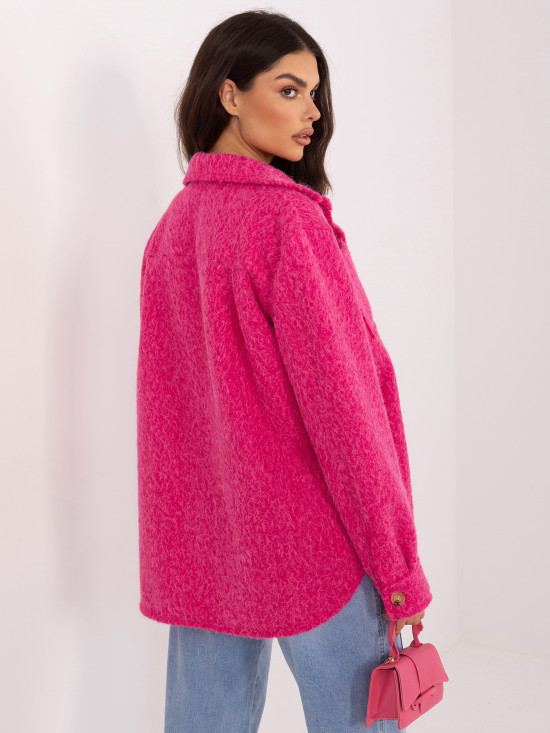 Stílusos fuksziaszínű átmeneti dzseki gallérral