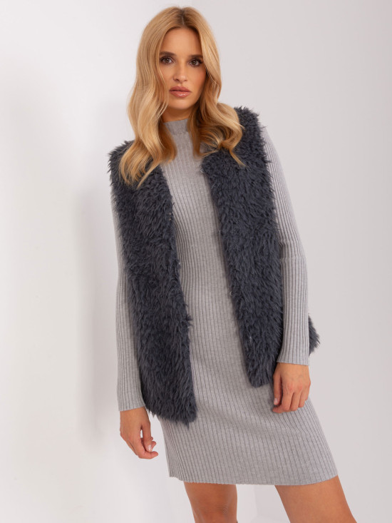 Grafitszürke színű női mellény béléssel