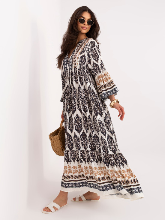 Oversize mintás maxi ruha 3/4-es ujjal