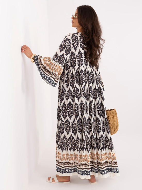 Oversize mintás maxi ruha 3/4-es ujjal