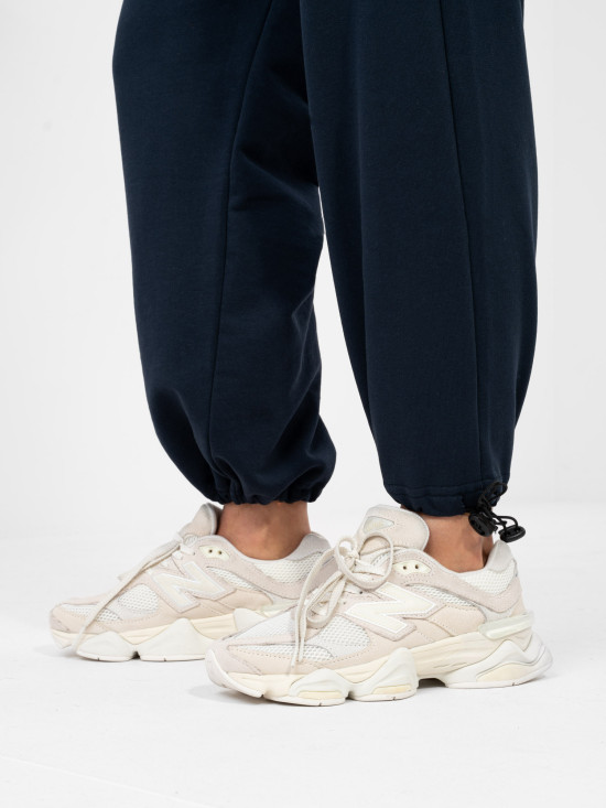 Női sötétkék színű magas derekú jogger nadrág