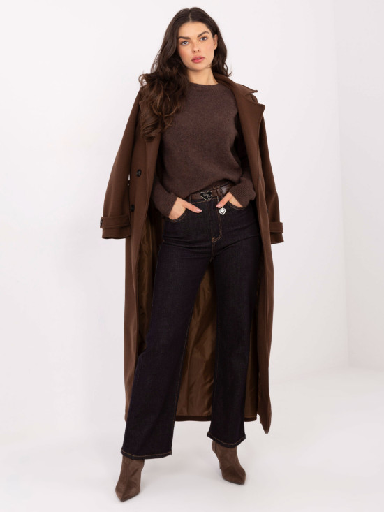 Női sötétkék egyenes szárú, magas derekú farmernadrág