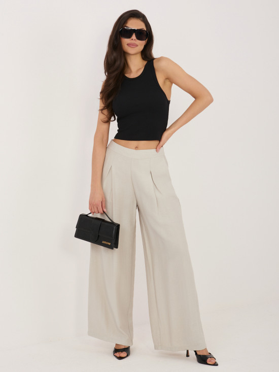 Bézs színű visszkózból készült palazzo nadrág